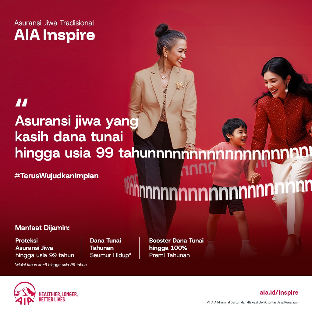 AIA Luncurkan AIA INSPIRE: Asuransi Jiwa Tradisional dengan Manfaat Dana Tunai hingga Usia 99 Tahun