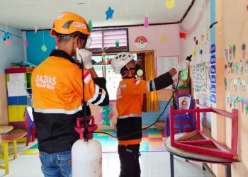 Cegah Covid-19, BAZNAS Lakukan Penyemprotan Disinfektan di Ruang Publik