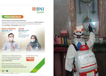 Cegah Meluasnya Penyebaran Covid-19, BNI Syariah Lakukan Penyemprotan Disinfektan