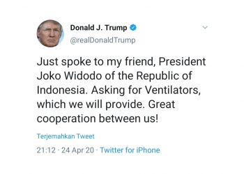 Indonesia-AS Sepakat Tingkatkan Kerja Sama Alkes dalam Penanganan Covid-19