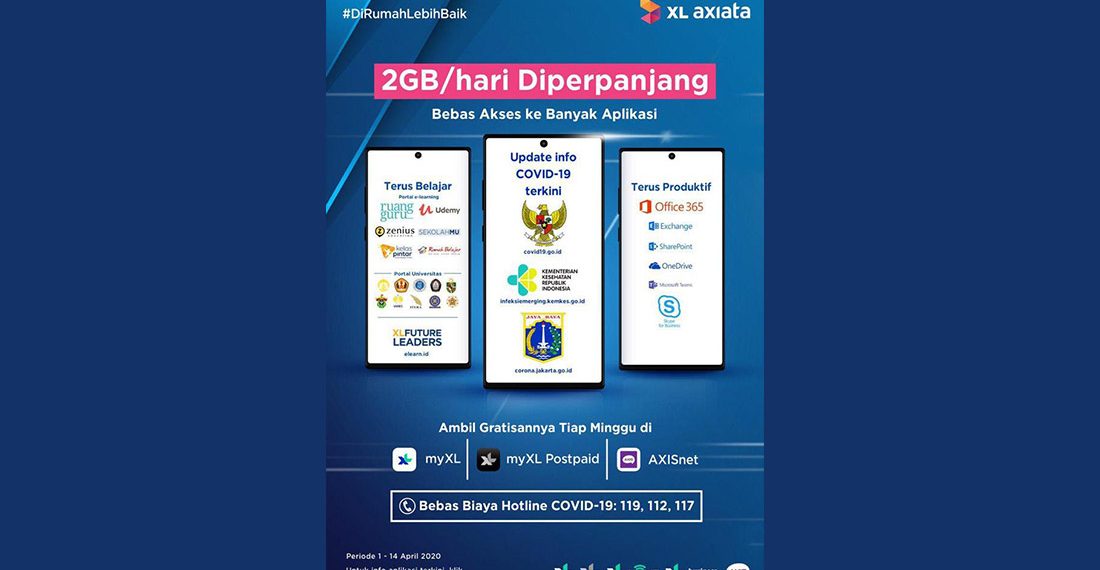 XL Axiata Perpanjang Gratis Akses 2GB/Hari, Dukung Belajar & Bekerja di Rumah