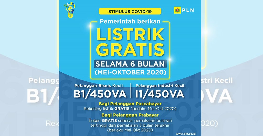 Hore!!! Mei-Oktober 2020 Tarif Listrik Bisnis dan Industri Kecil 450 VA Dibebaskan
