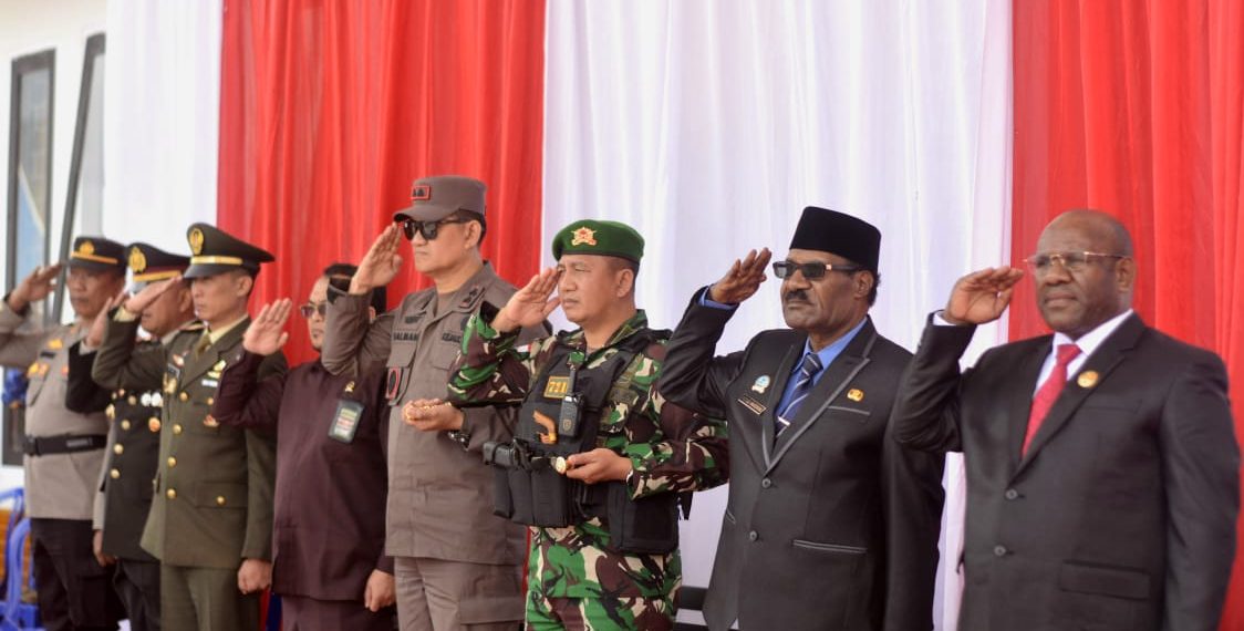 Sinergi Satgas Yonif 721/Mks Bersama Forkopimda Lanny Jaya Laksanakan Upacara Peringatan Hari Lahir Pancasila 2024