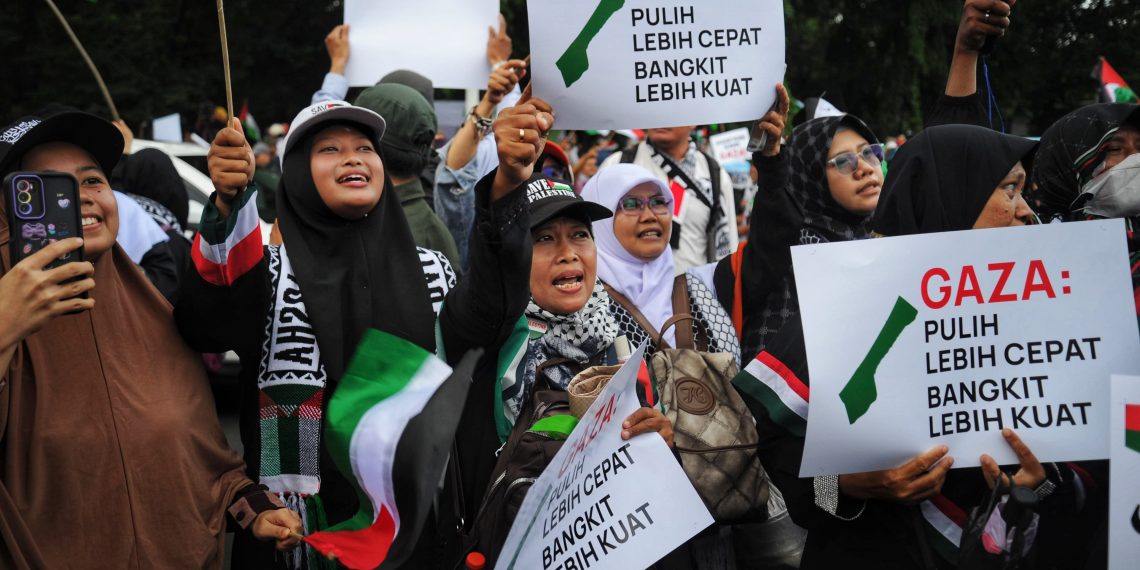 Aksi kawal kemenangan Gaza di Kedubes AS
