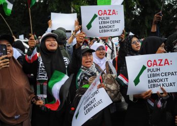 Aksi kawal kemenangan Gaza di Kedubes AS