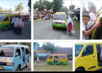 Ilustrasi transportasi umum, angkutan umum atau angkot